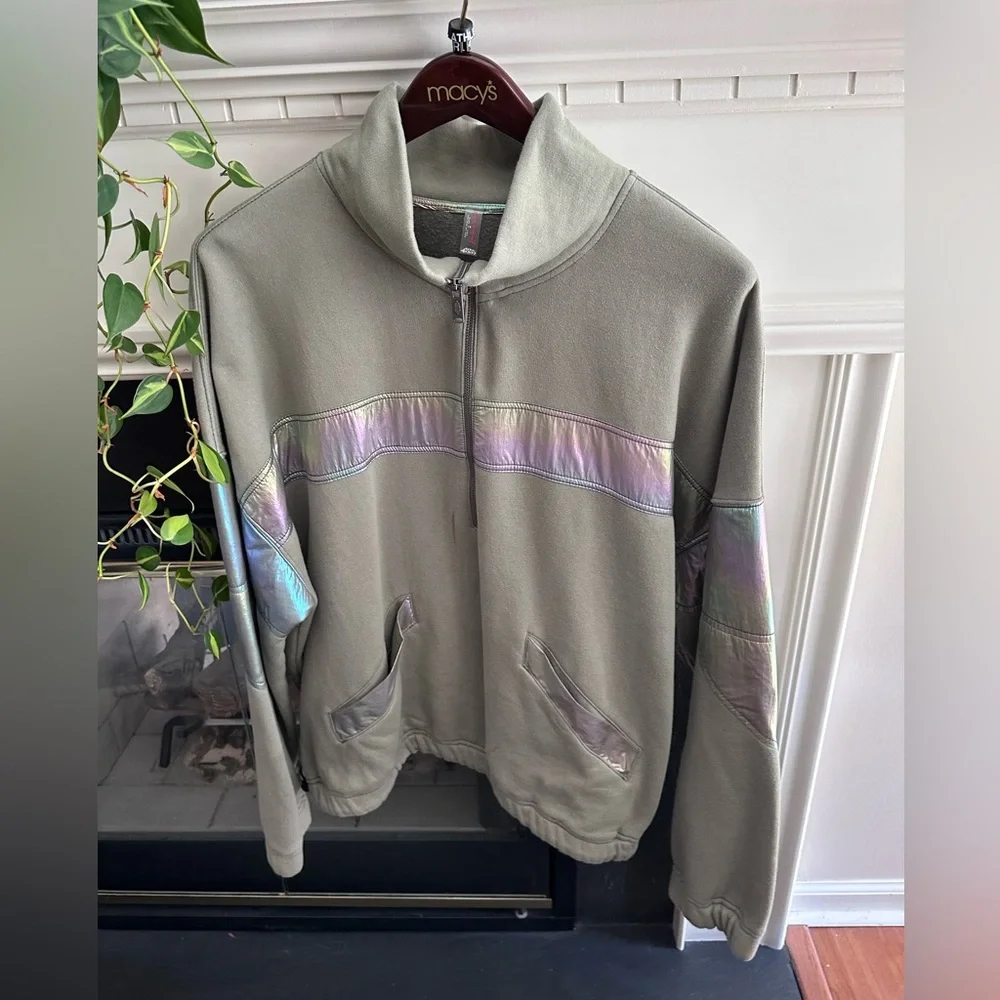 Freepeople sage stone Iridescent 1/2 zip Jacket - Picture 2 of 6